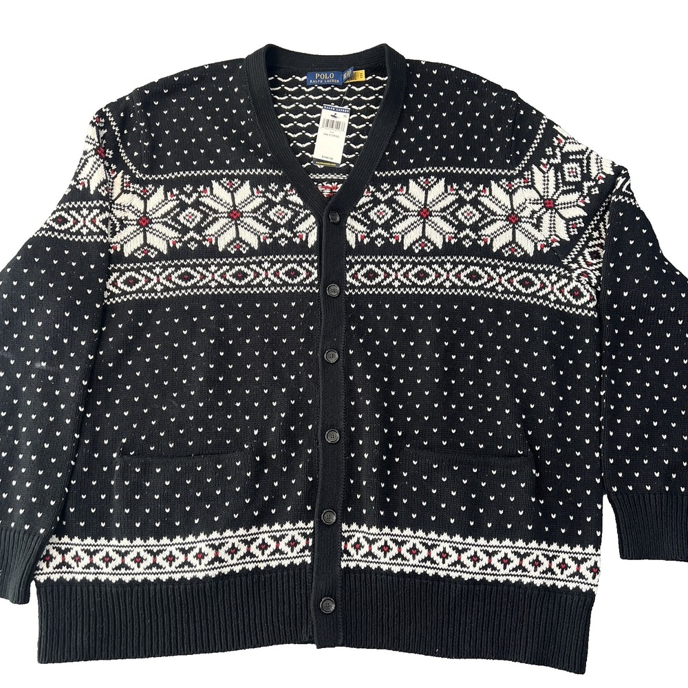 Polo by Ralph Lauren Black and White Cardigan Sweater